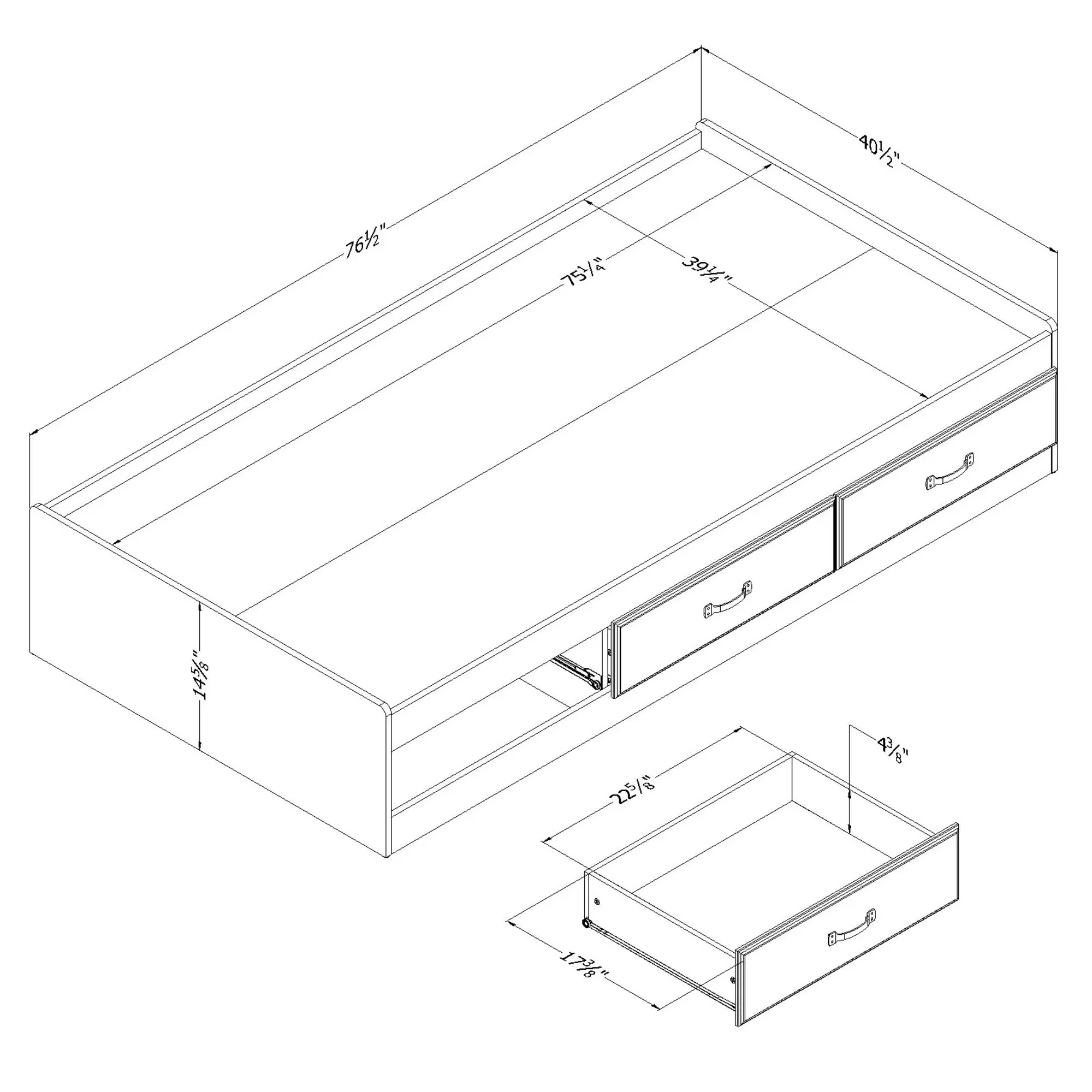 11911 Ulysses Brown Oak Twin 3-Drawer Mates Bed-7