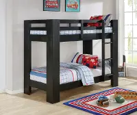 Contemporary Black Full-over-Full Bunk Bed - Kai