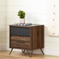 12074 Modern Walnut and Charcoal Nightstand - Olvyn