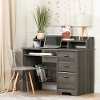12108 Gray Maple Computer Desk with Hutch - Versa