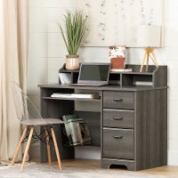 12108 Gray Maple Computer Desk with Hutch - Versa