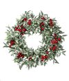 Faux Flocked Smilax Berry Wreath Winter Arrangement