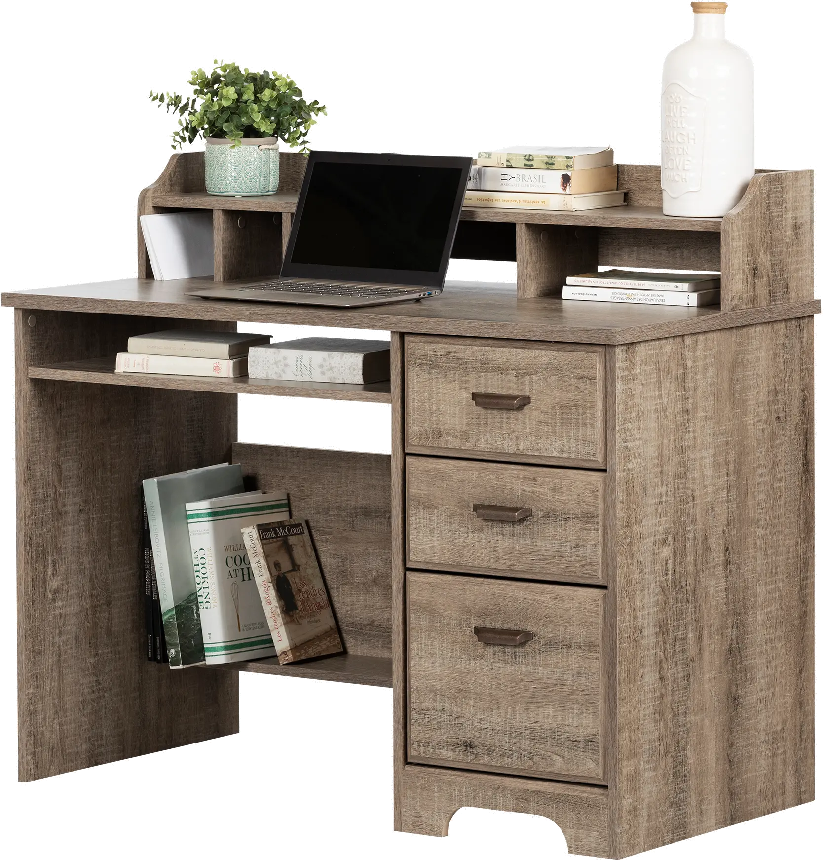 12109 Versa Weathered Oak Computer Desk with Hutch-4