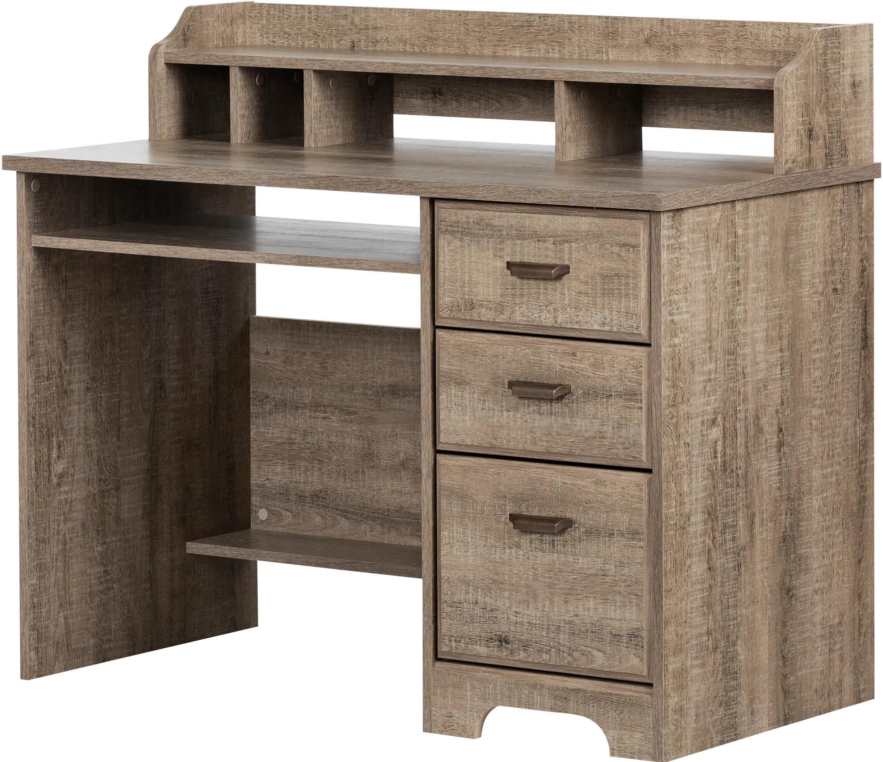 12109 Versa Weathered Oak Computer Desk with Hutch-5