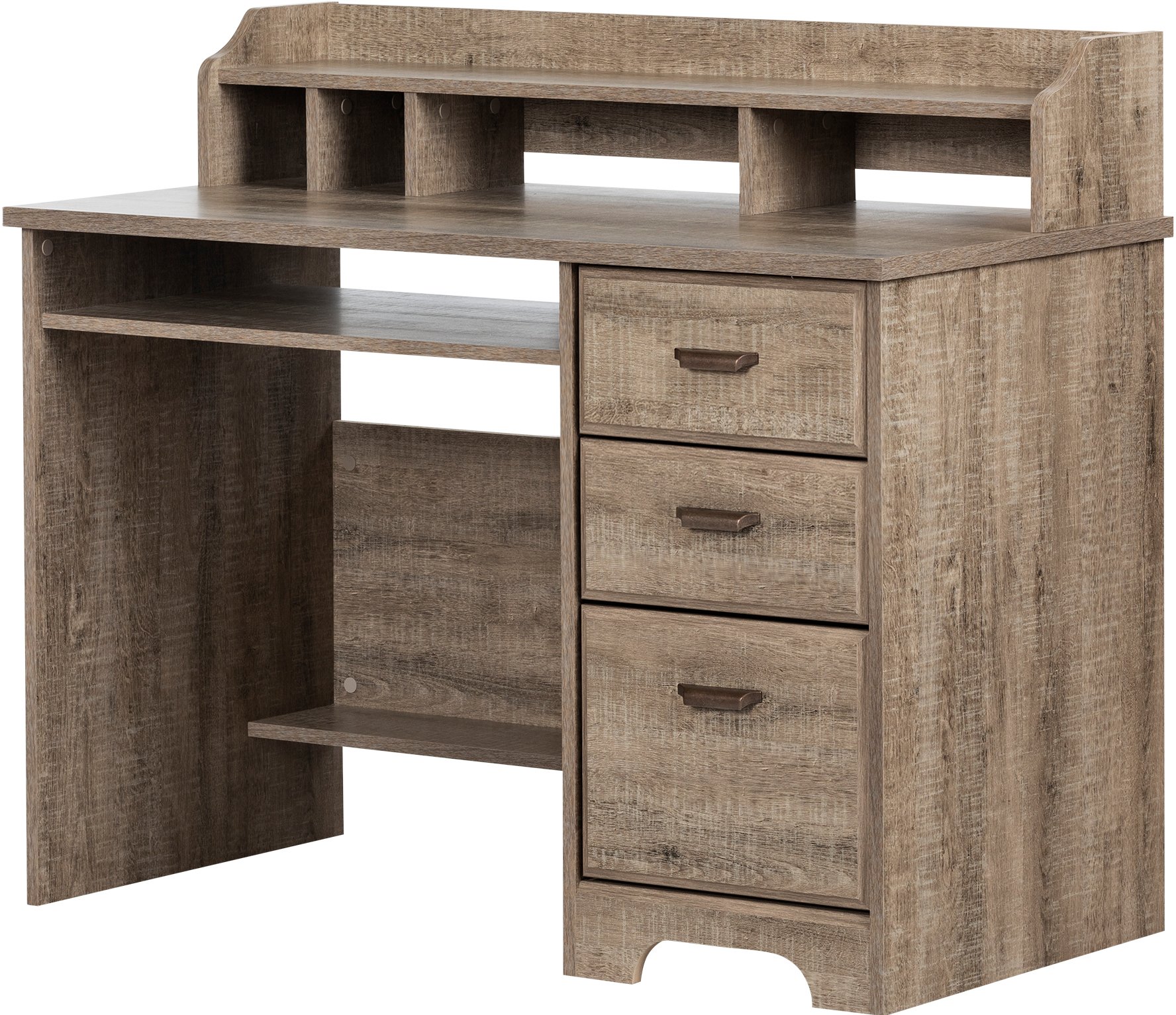 12109 Weathered Oak Computer Desk with Hutch - Versa-5