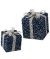 8 Inch Blue Beaded and Glittered Jewel Faux Gift Package