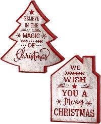 Assorted Red and Silver Tree or House Holiday Sentiment