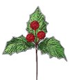 14 Inch Green and Red Retro Holly Berry Pick