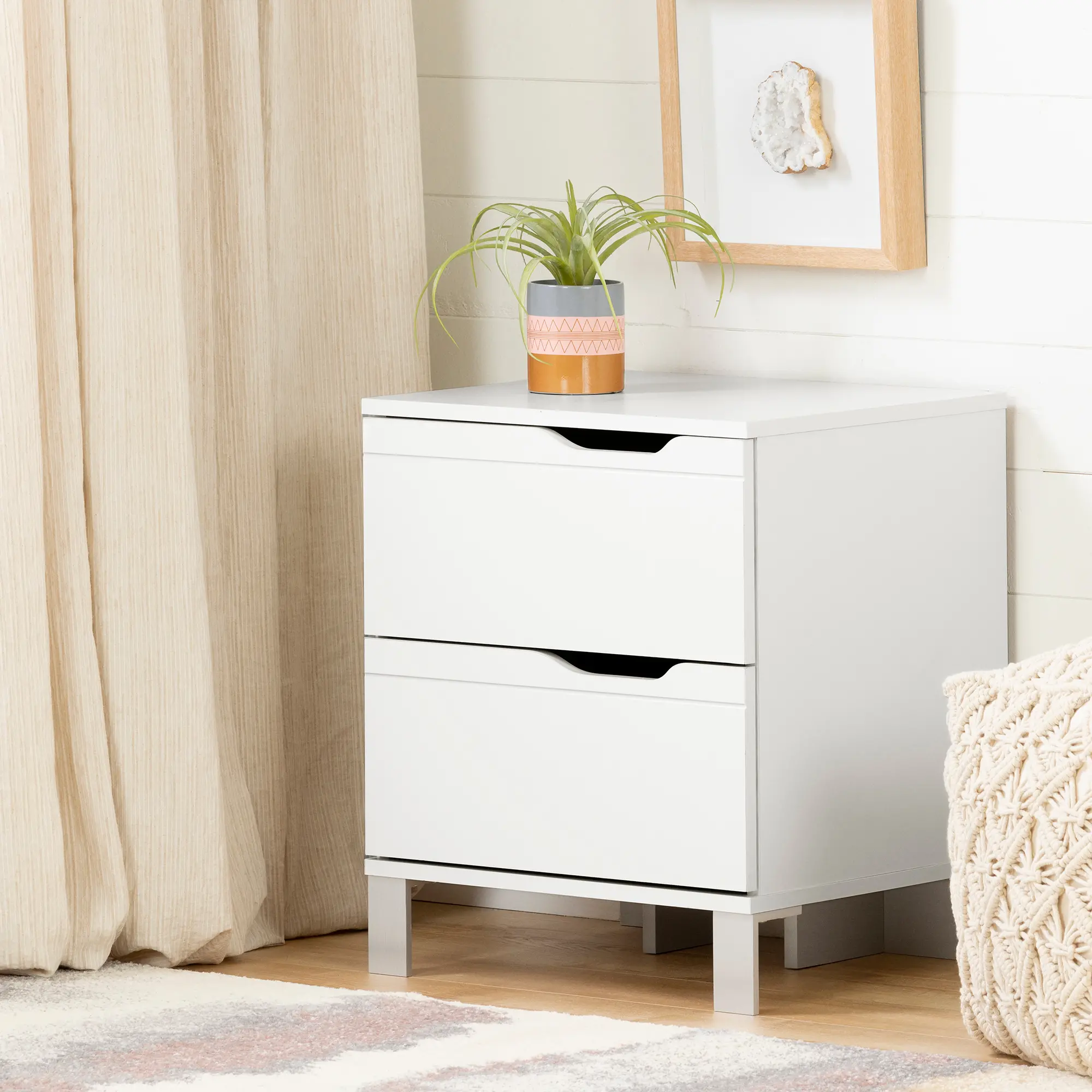 12133 Contemporary White Nightstand - Kanagane-1