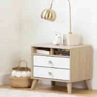 12171 Yodi Modern Soft Elm and White Nightstand