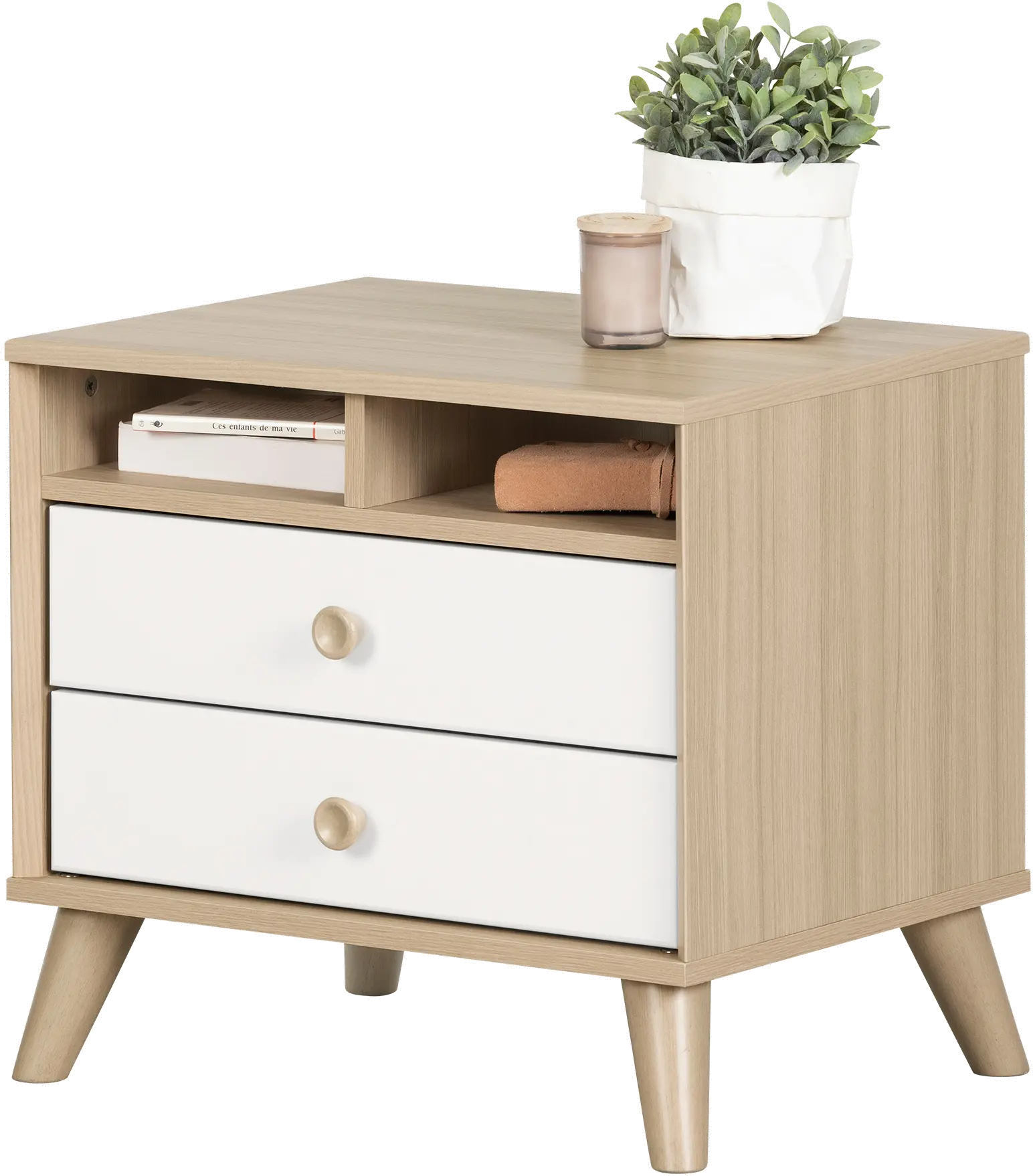 12171 Yodi Modern Soft Elm and White Nightstand-3
