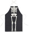 Black and White Polyester Imprinted Skeleton Apron