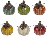 Assorted Ceramic Pumpkin with Iron Leaf