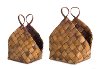 18 Inch Brown Woven Meta-Sequoia Basket with Handles