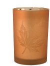 Orange Votive Candle Holder with Leaf