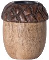 Hand-Carved Mango Wood Acorn Tea Light Candle Holder