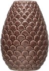 5 Inch Plum Embossed Stoneware Vase with Crackle Glaze