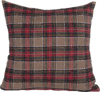 Red, Green and Tan Plaid Brushed Cotton Throw Pillow