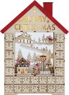 Natural and Red Wood Advent Calendar House with LED Light