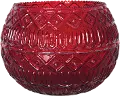 XM6884/REDHLDR/VASE Red Pressed Glass Votive Holder Vase