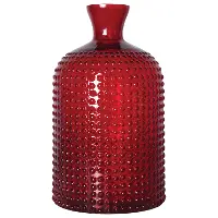 Red Glass Hobnail Bottle Vase