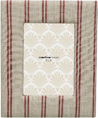 Red and White Fabric Photo Frame with French Stripe