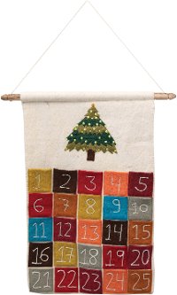 Multi Color Hanging Felt Advent Holiday Calendar with Pockets