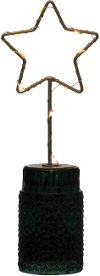 Green Metal Star on Glass Base with LED Light