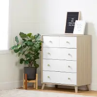 12173 Yodi Modern Soft Elm and White Chest of Drawers
