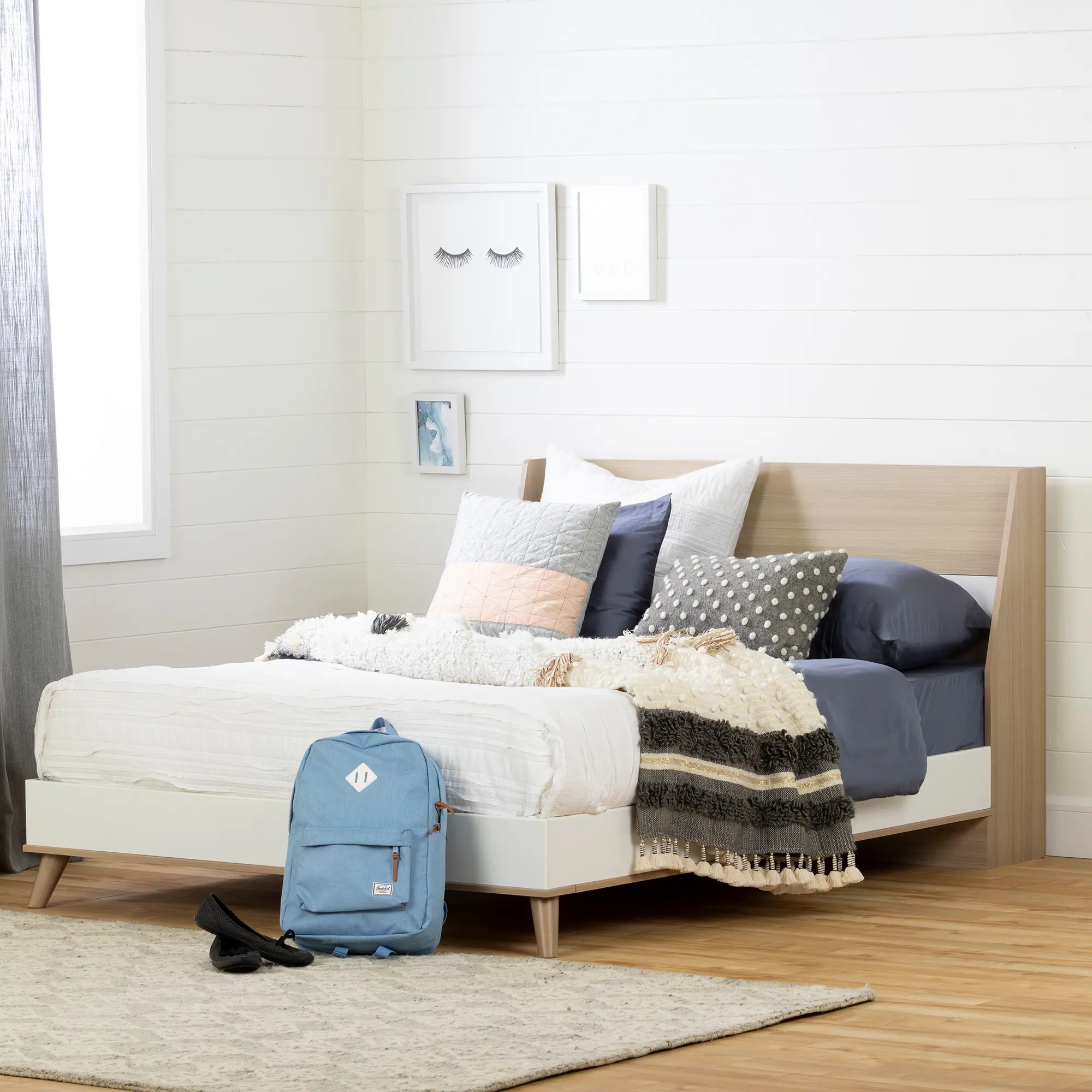 12175 Modern Soft Elm and White Full Bed - Yodi-1