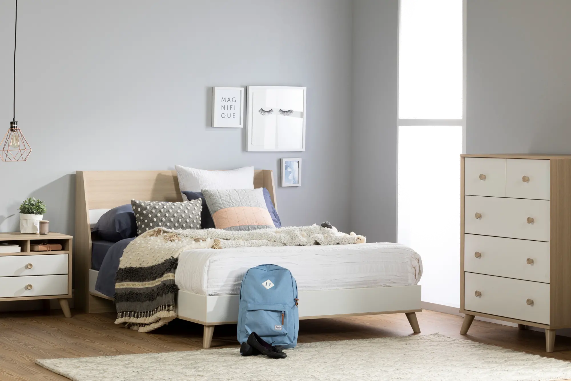 12175 Modern Soft Elm and White Full Bed - Yodi-4
