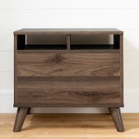 12178 Modern Walnut Brown and White Nightstand - Yodi-2
