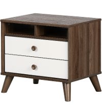 12178 Modern Walnut Brown and White Nightstand - Yodi-5