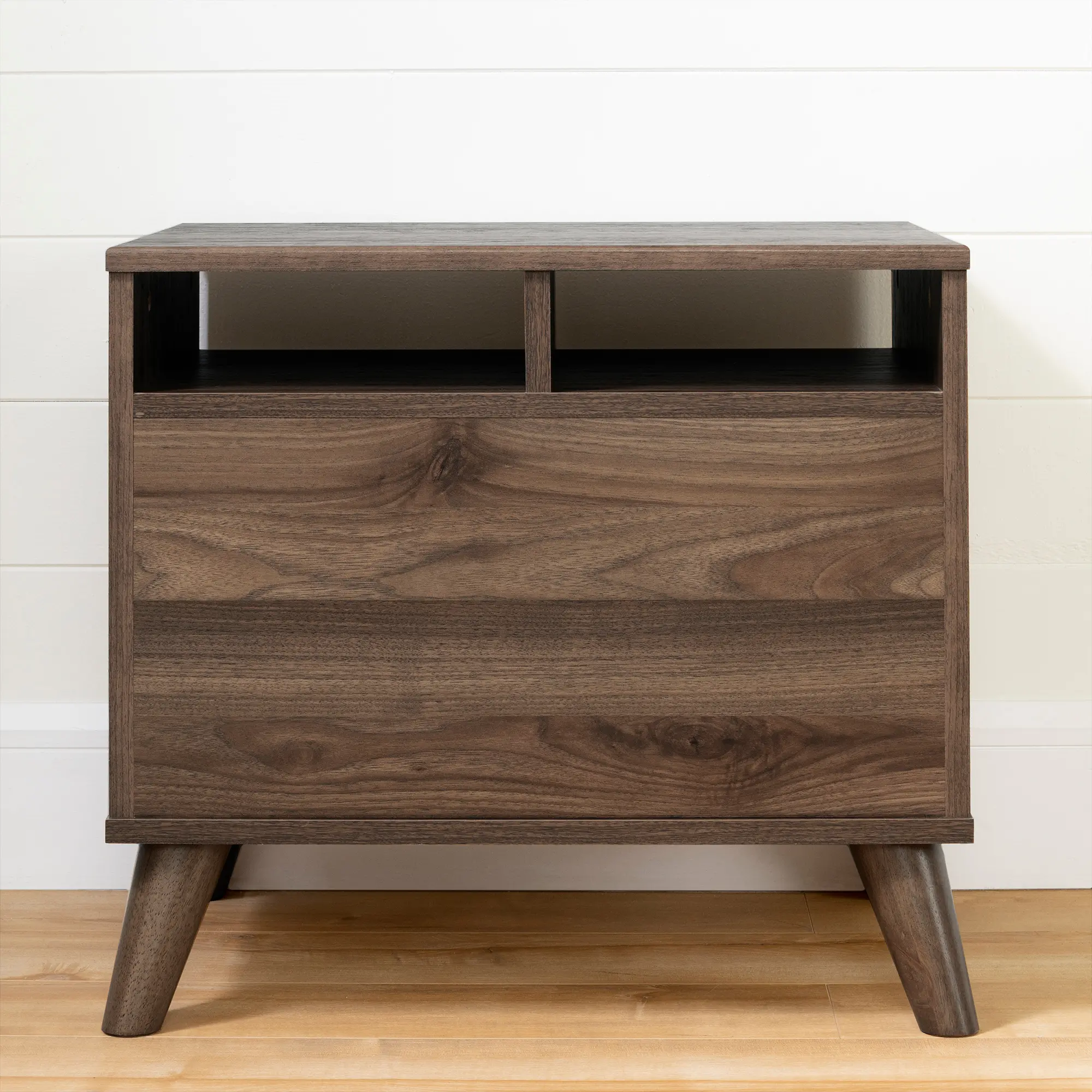 12178 Yodi Modern Walnut Brown and White Nightstand-2