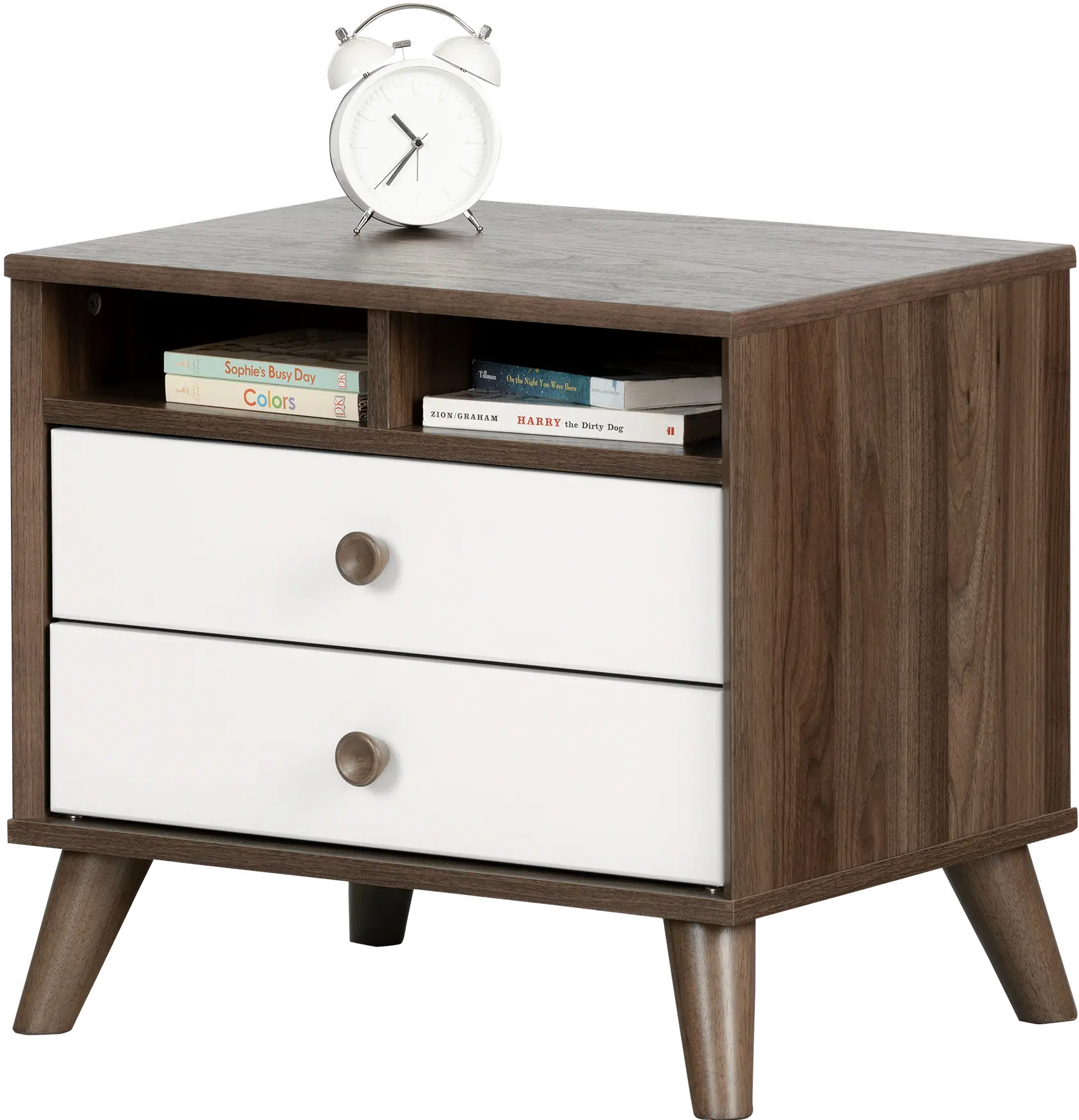 12178 Yodi Modern Walnut Brown and White Nightstand-4