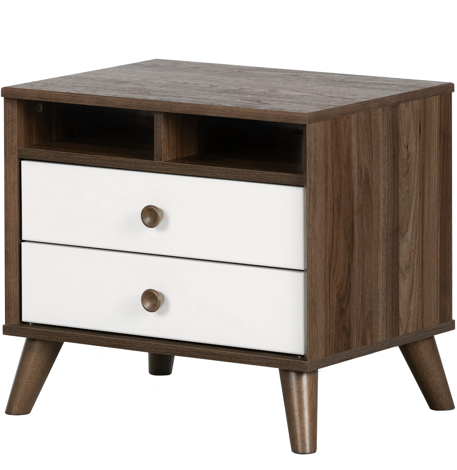 12178 Yodi Modern Walnut Brown and White Nightstand-5