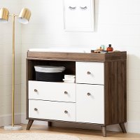 12179 Modern Walnut Brown and White Changing Table - Yodi