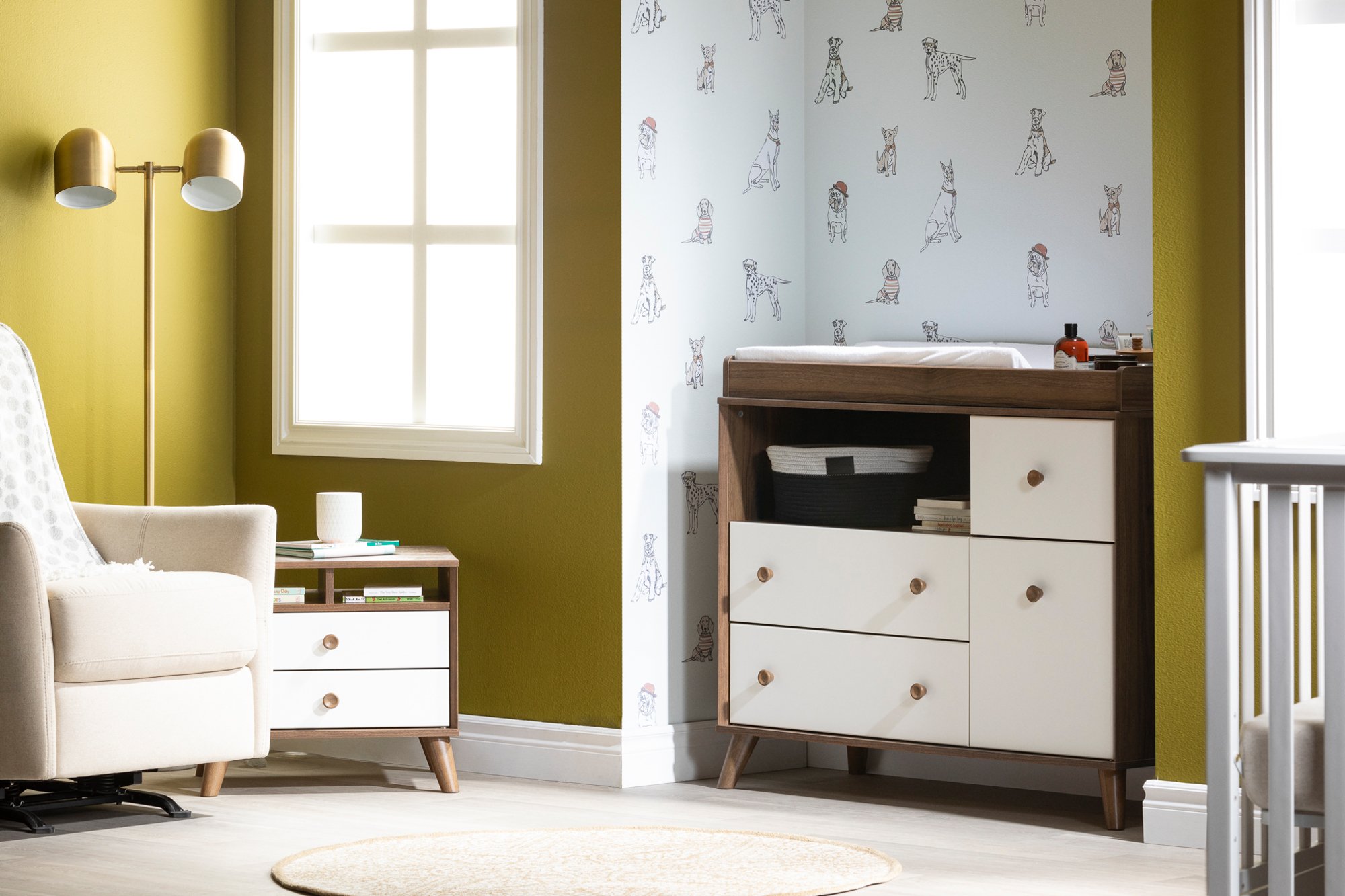 12179 Yodi Modern Walnut Brown and White Changing Table-3