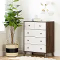 12180 Yodi Modern Walnut Brown and White Chest of Drawers - South Shore