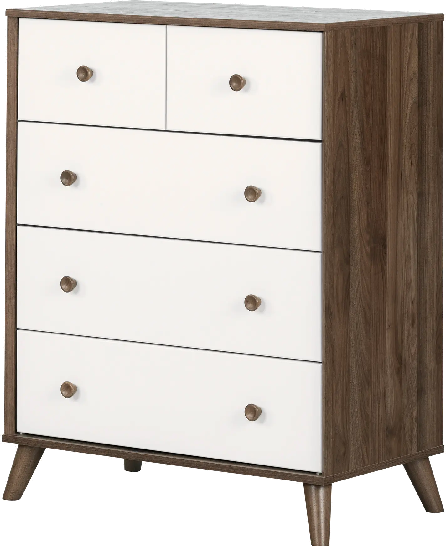 12180 Yodi Modern Walnut Brown and White Chest of Drawers-2