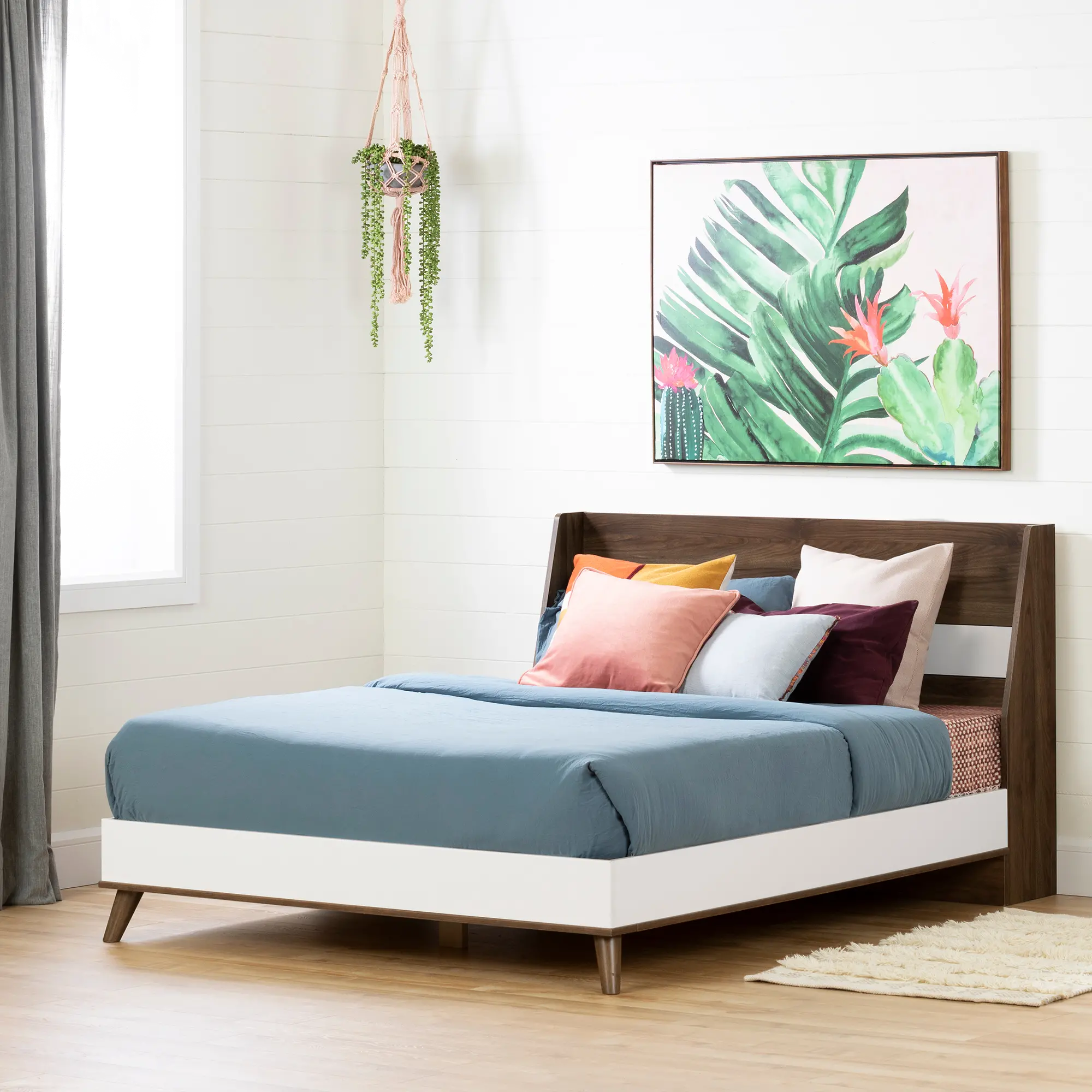 12182 Yodi Modern Walnut Brown and White Full Bed-1