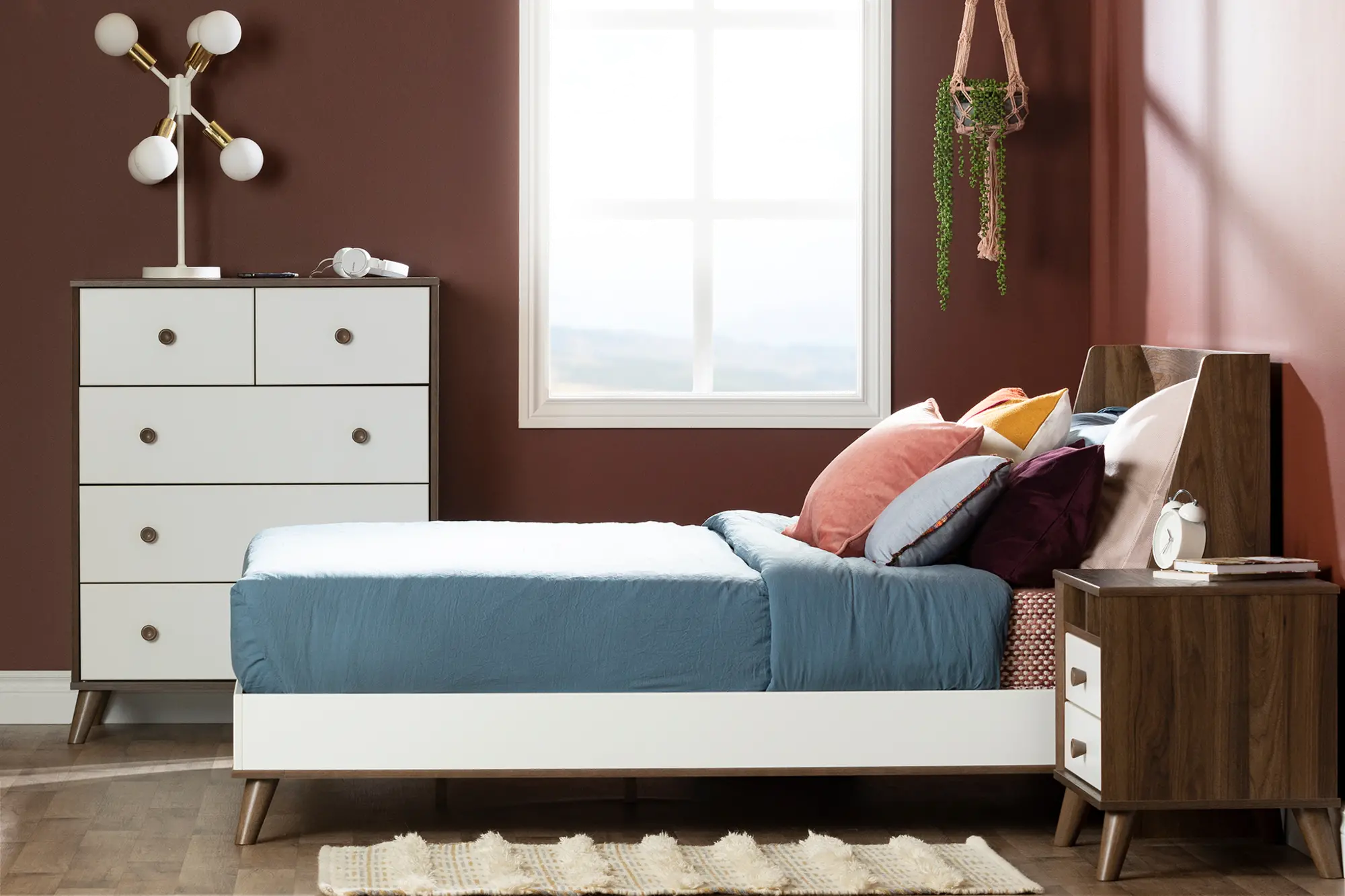 12182 Yodi Modern Walnut Brown and White Full Bed-4