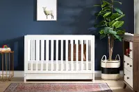 12309 Yodi Modern White Crib with Drawer and Toddler Rail