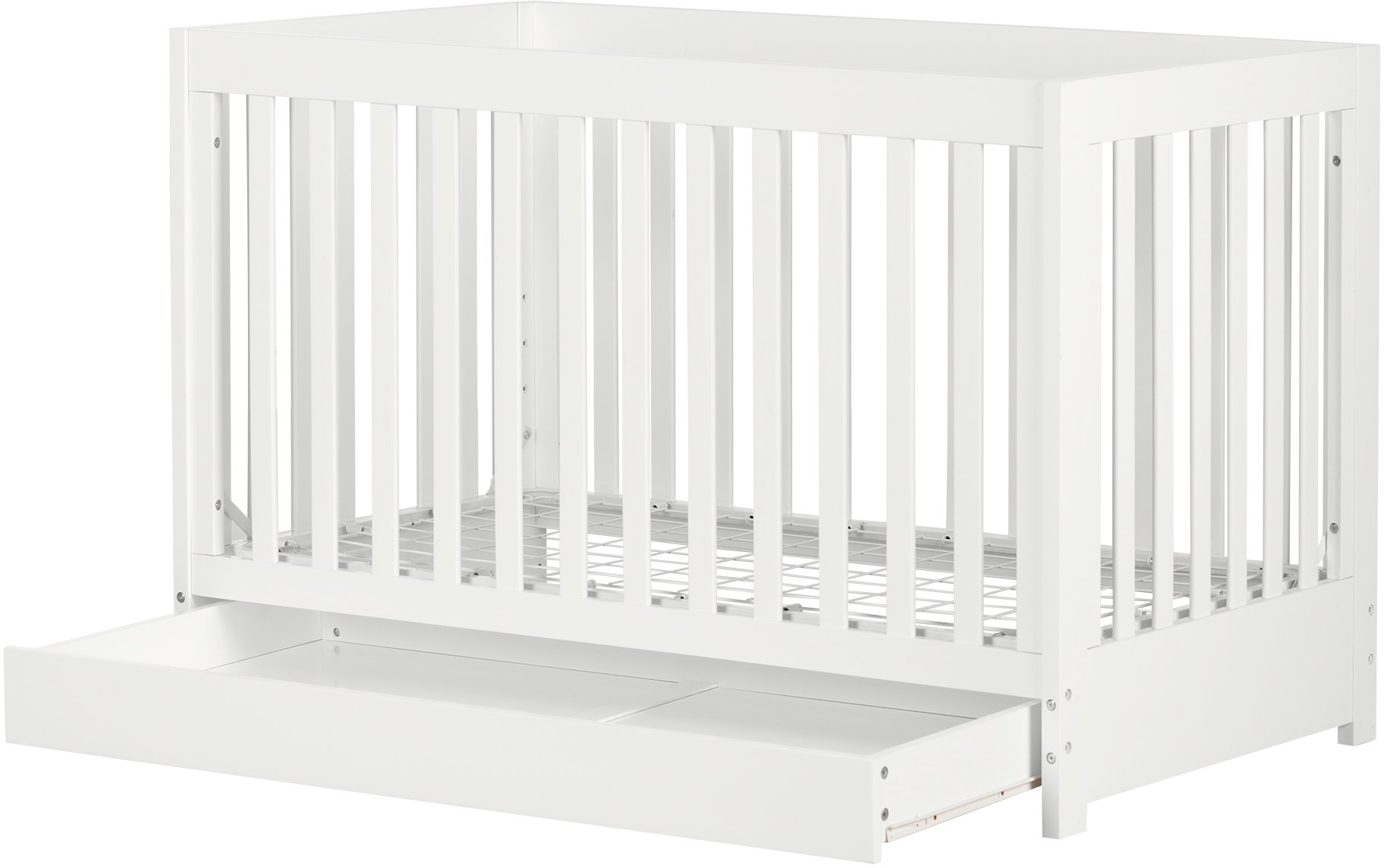 12309 Yodi Modern White Crib with Drawer and Toddler Rail-4