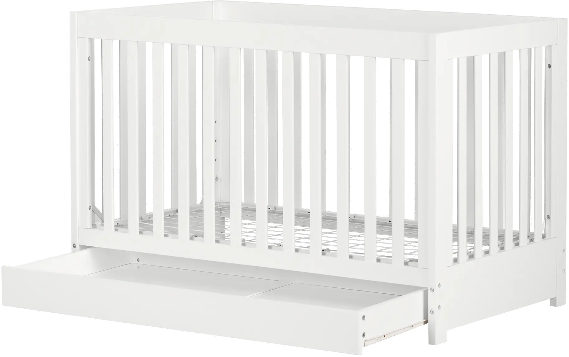 12309 Yodi Modern White Crib with Drawer and Toddler Rail-4