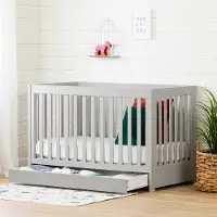 12310 Yodi Modern Light Gray Crib with Drawer and Toddler Rail