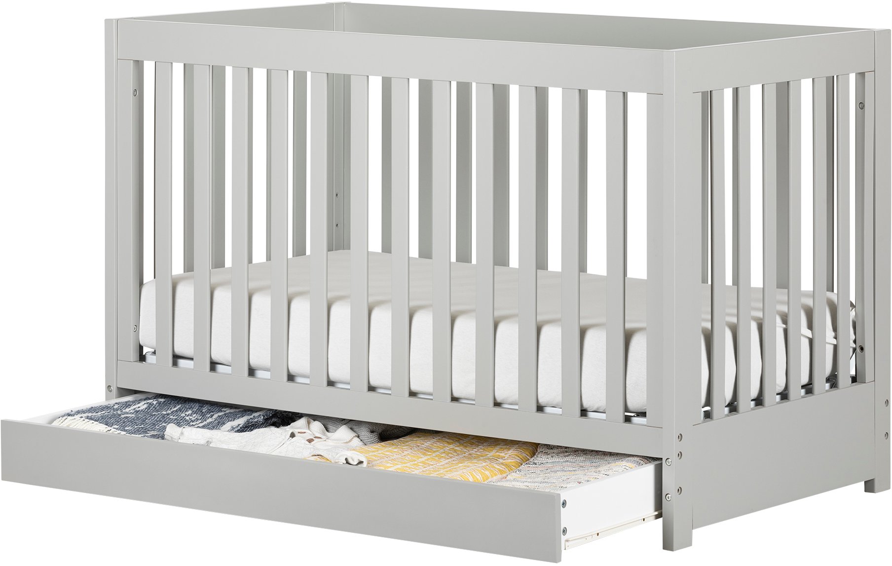 12310 Yodi Modern Light Gray Crib with Drawer and Toddler Rail-4