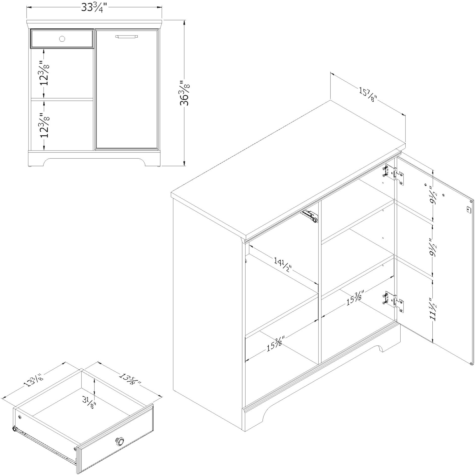 12312 Gray Maple 1 Door Storage Cabinet - Versa-5