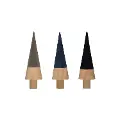 XM5924A-A/3-IND Assorted Blue, Dark Purple or Taupe Flocked Wooden Tree