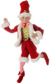16 Inch Red and White Posable Holiday Elf